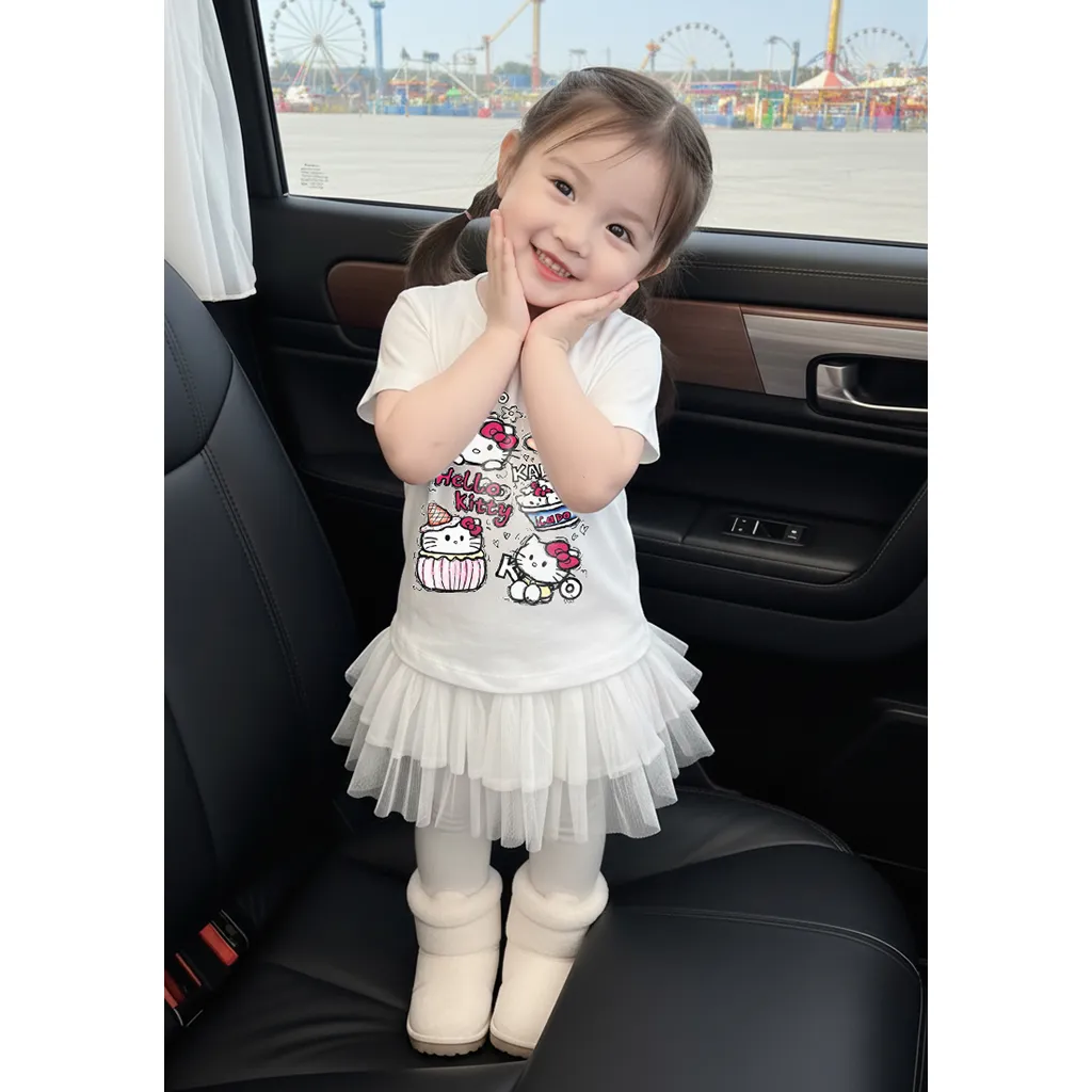 Áo thun cho bé gái Kado vải cotton thoáng mát dày dặn Hello Kitty cổ tròn in mix 2867_thumbnail_4