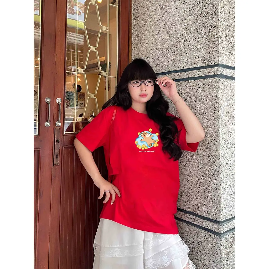 Áo thun form rộng unisex Miucho vải mềm mại tôn dáng thoáng mát Phát Tài Phát Lộc 2918_thumbnail_3