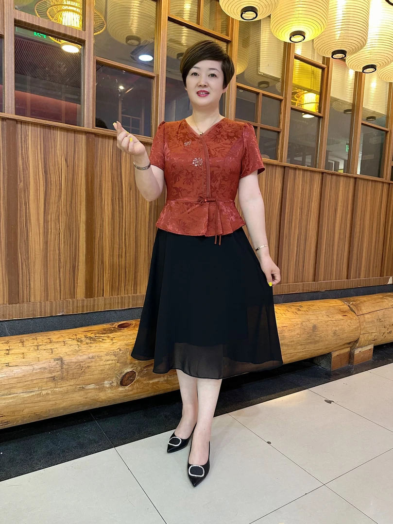 17968-Đầm liền lụa vân gấm phối thân váy voan có lót (lụa, voan, lót)_thumbnail_1