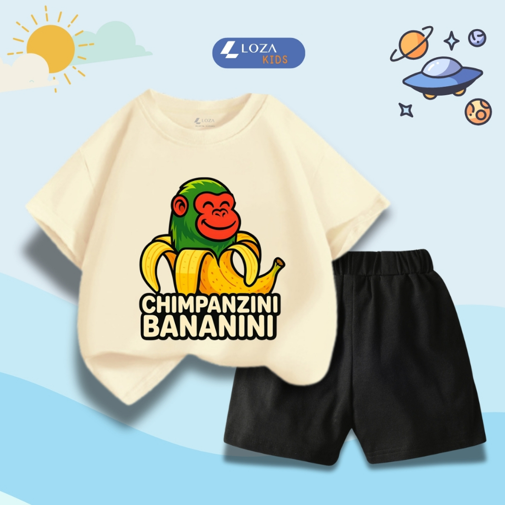 Bộ đồ bé trai in hình 'Chimpanzini Bananini' -  Loza Kids SB383
