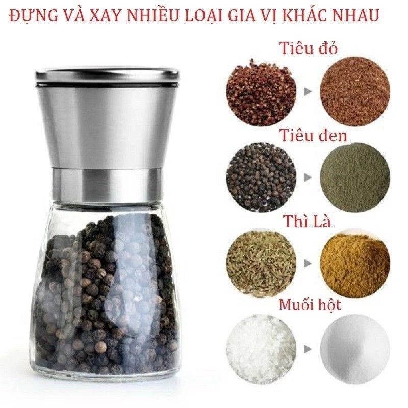 LỌ XAY TIÊU NẮP INOX