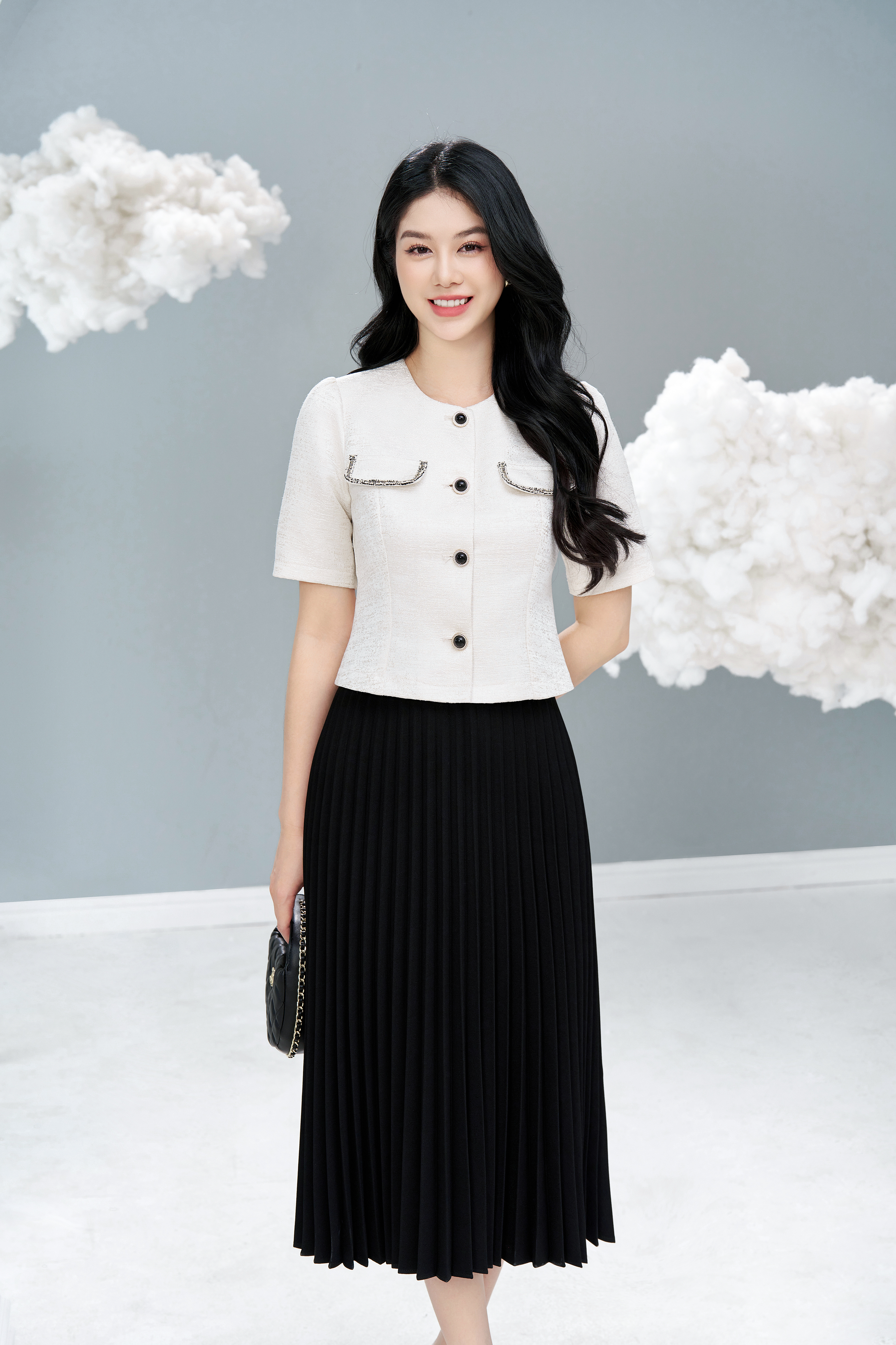 Áo taffta nữ Thời trang Lavender màu kem AT2948_thumbnail_1