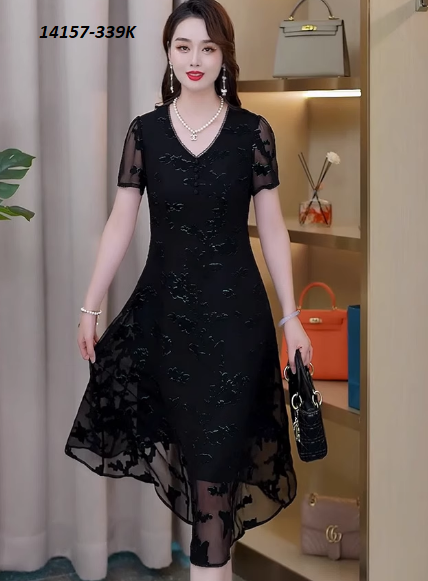 14157-Đầm xòe  voan lưới họa tiết nổi 3D (voan lưới,lót)FREESHIP_thumbnail_0