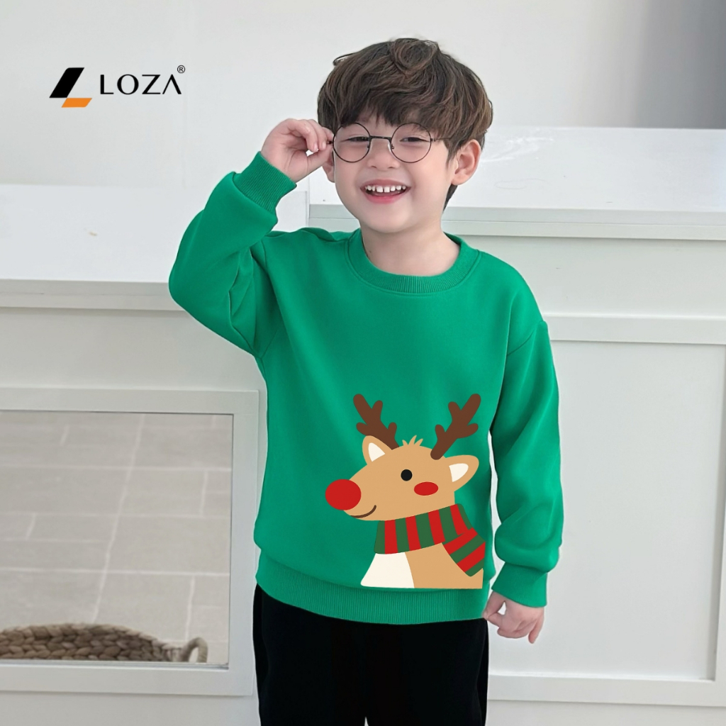 Áo nỉ sweater bé trai in hình người tuyết, ông già Noel - Loza Kids IN019_thumbnail_6