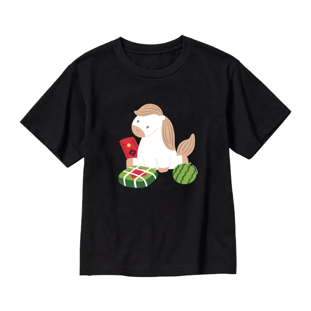 Áo thun Tết bé gái Kado vải cotton thoáng mát tay ngắn cổ tròn hình Ngựa in artwork 2944_thumbnail_8