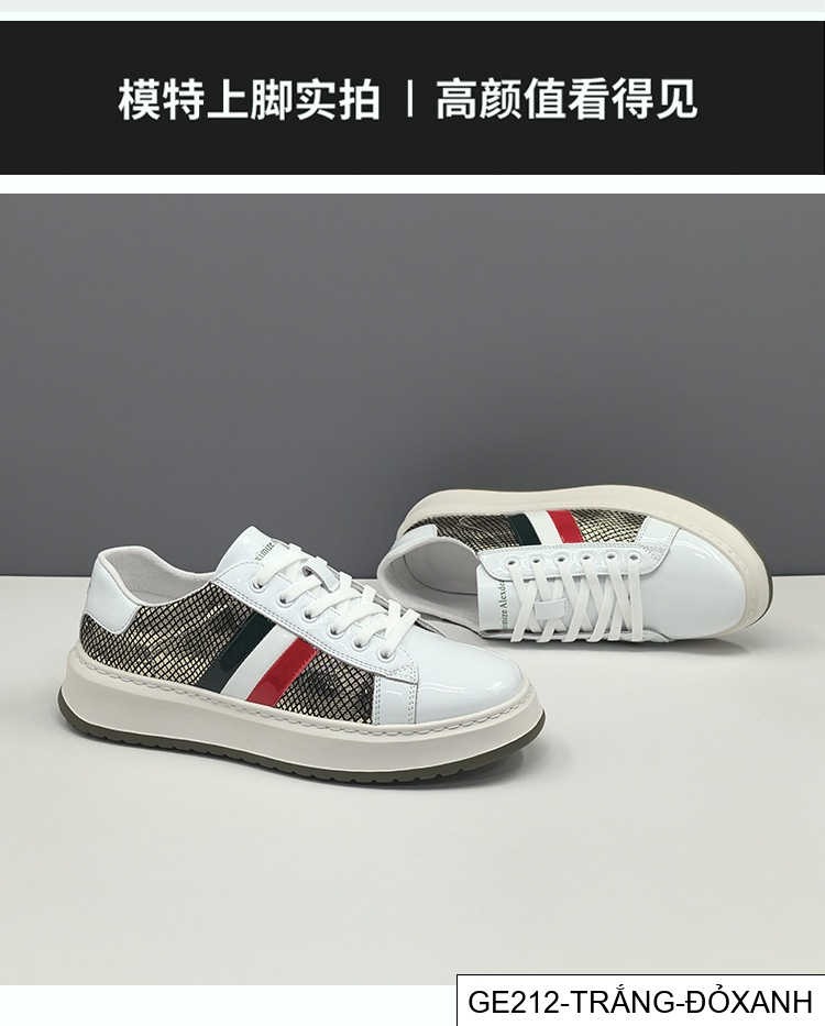 GE212 - Giày thể thao da thật giày dễ phối hợp thời trang nam Châu Âu giày lười cao cấp sang trọng nhẹ nhàng da bò lớp trên cho nam
