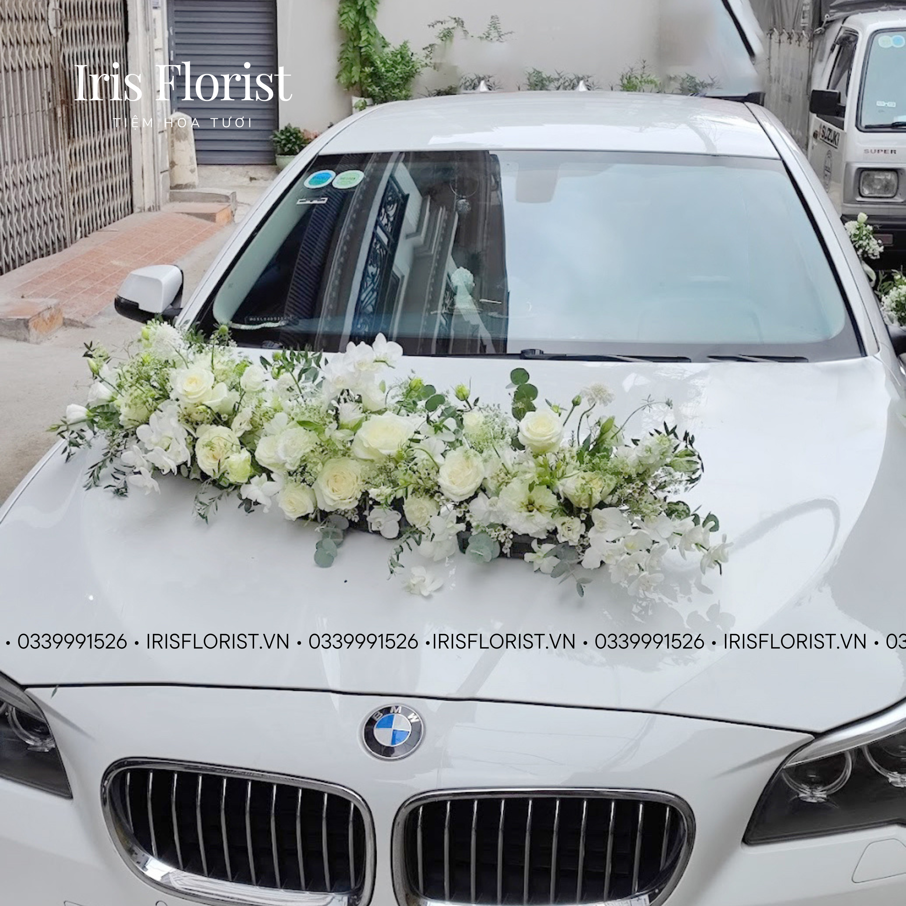 Wedding Car - Hoa mix tone trắng 02