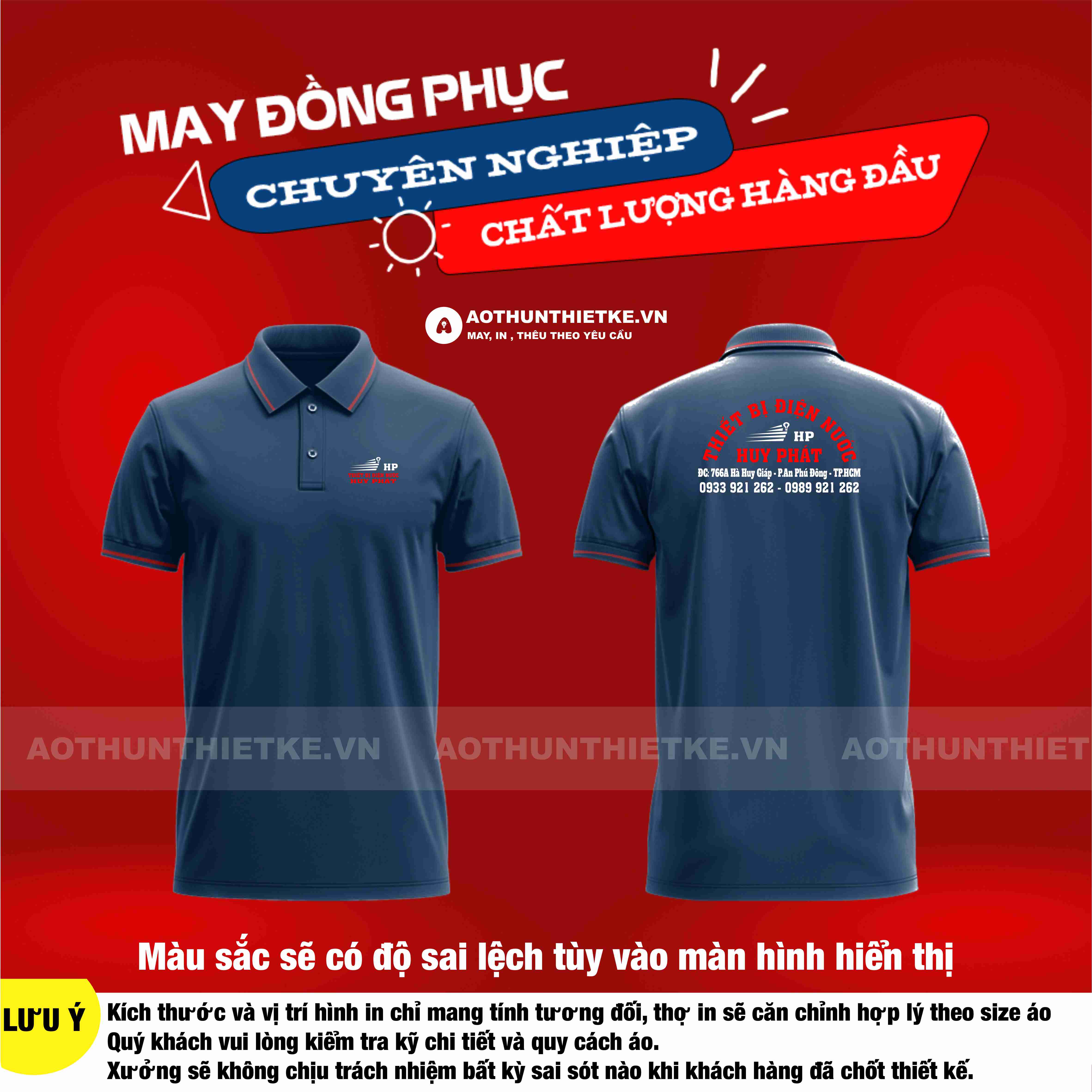 Áo Đồng Phục Thiết Bị Điện Nước Huy Phát