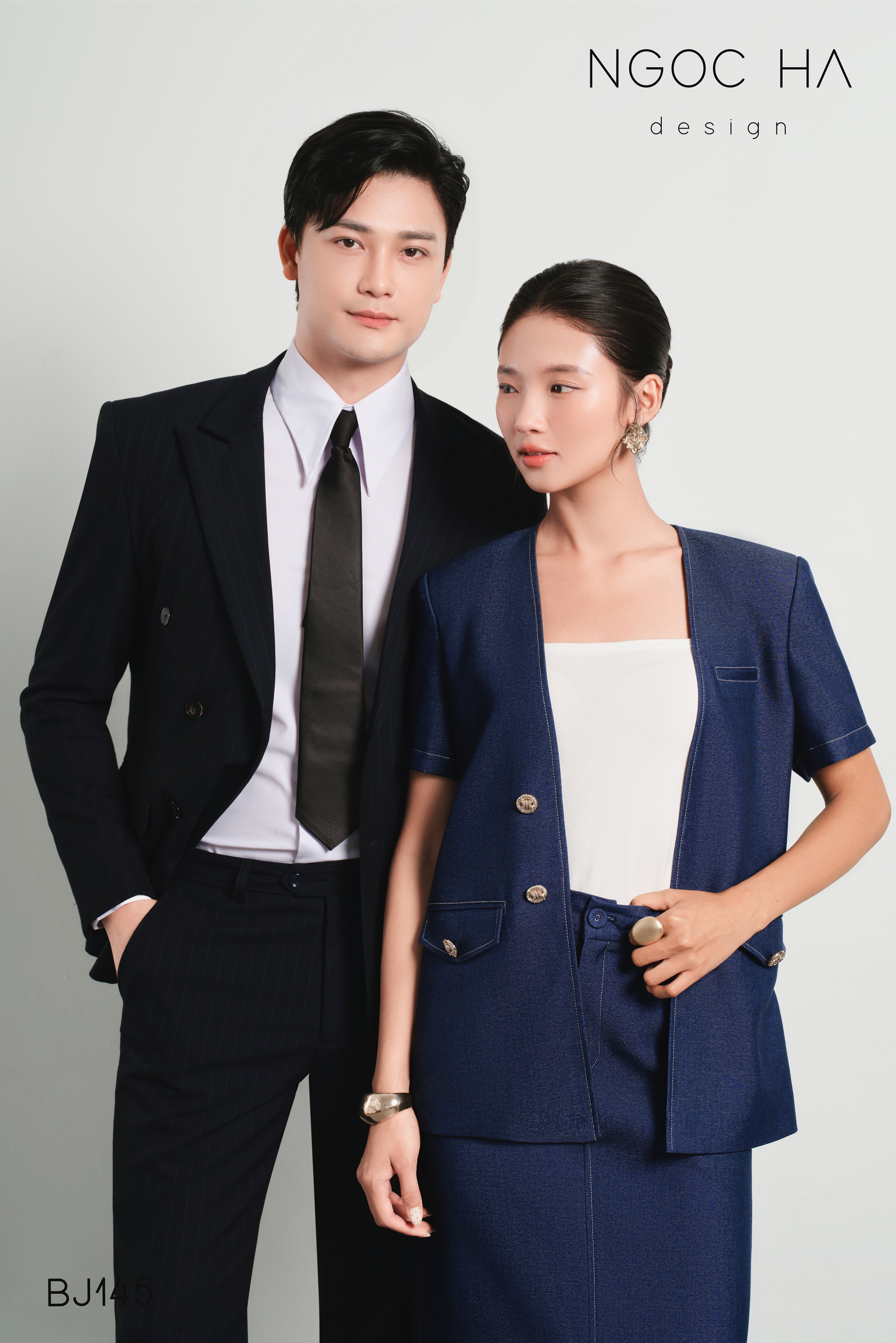 Casta Set_ Bộ Vest Blazer Chân Váy Bút Chì Màu Xanh BJ145