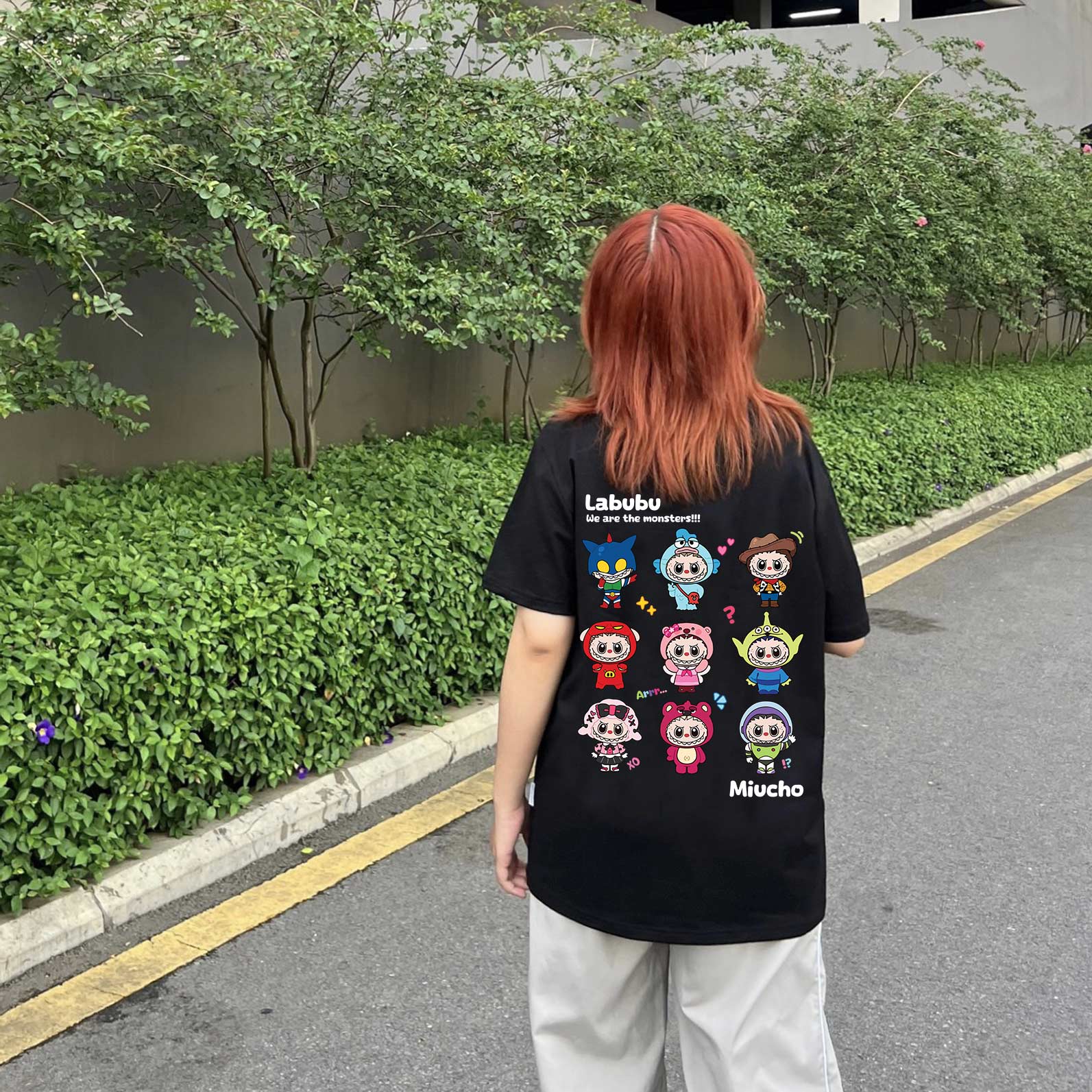 Áo thun labubu form rộng hottrend ATD1270 Miucho vải cotton thoáng mát cổ tròn in mix_thumbnail_2