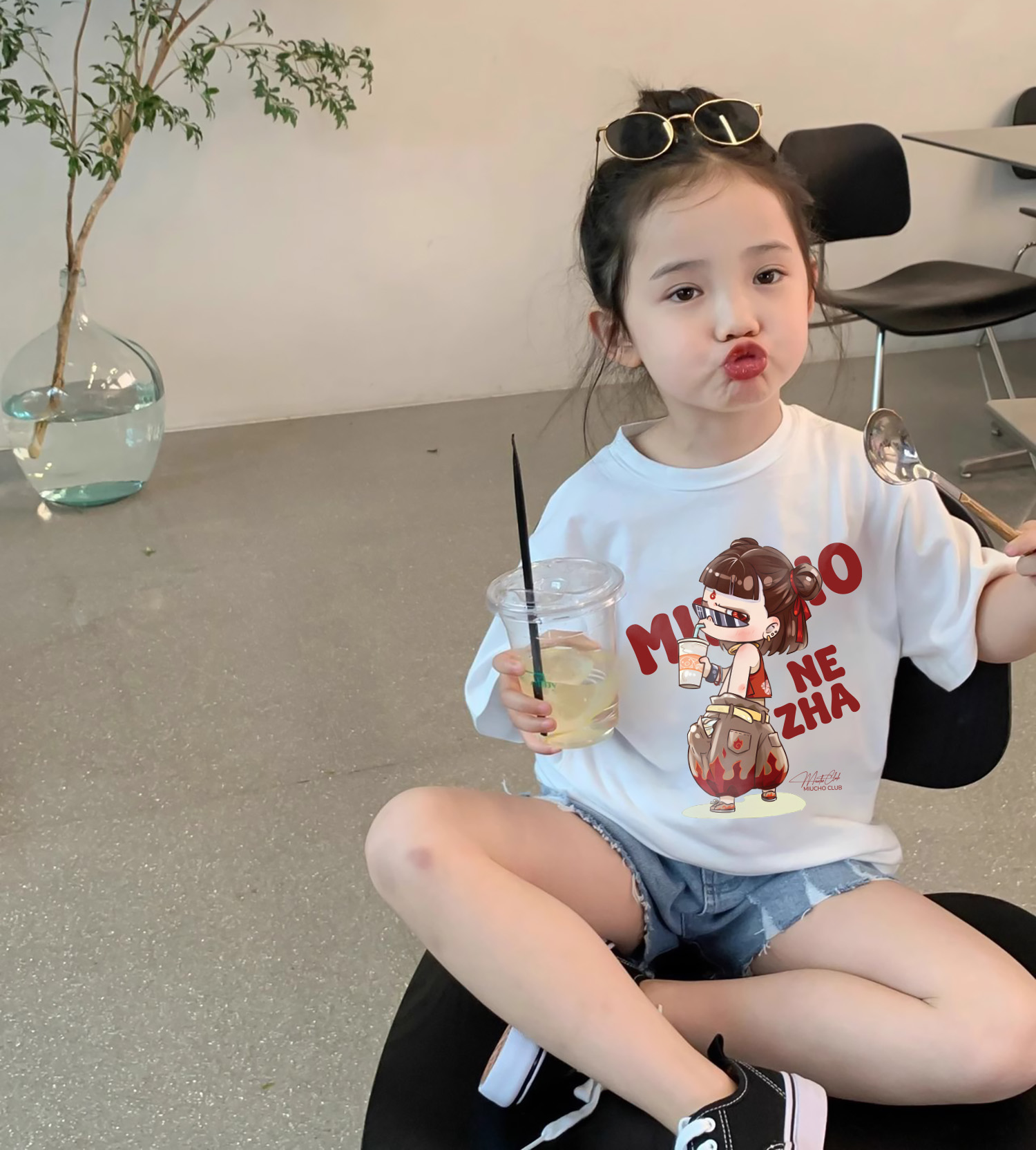 Áo thun bé gái Natra dễ thương 2017 Miucho Kid cổ tròn vải cotton co giãn thoáng mát in mix_thumbnail_2