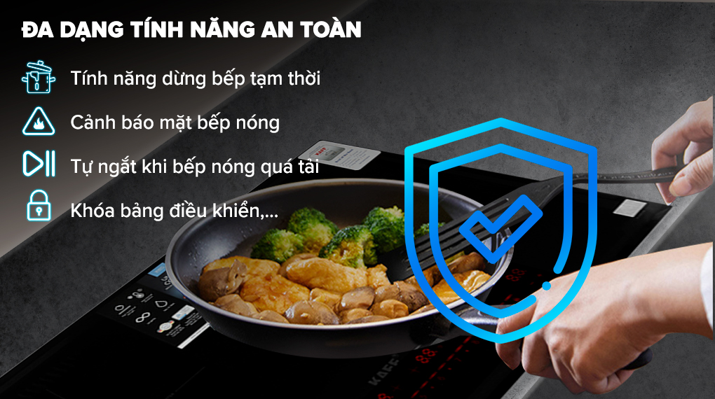 Bếp từ đôi lắp âm KAFF KF-HID7348II - Tính năng an toàn