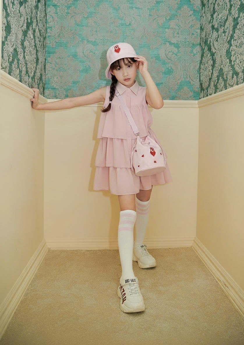 Váy thô hồng sơ mi 3 tầng