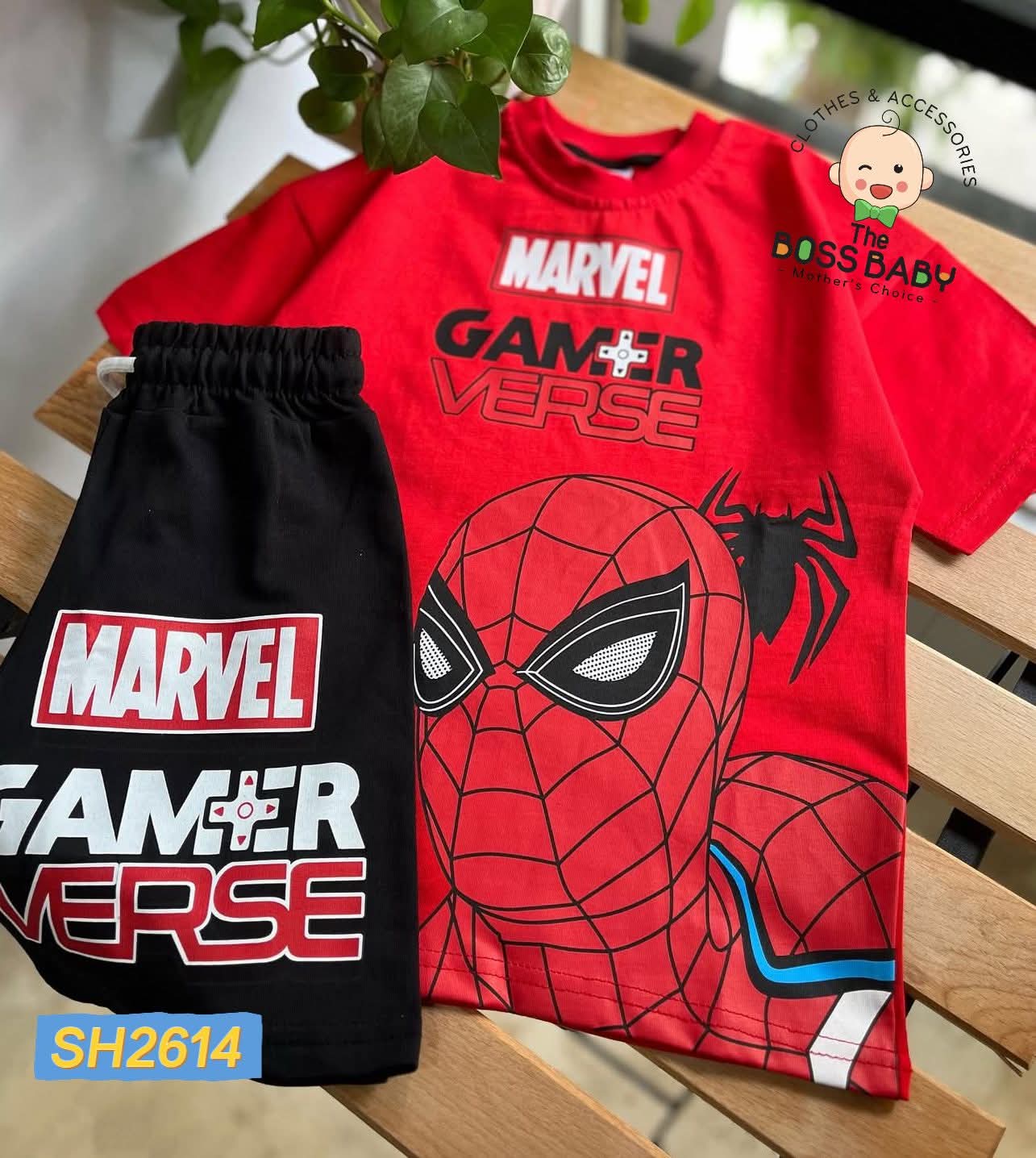 Set bộ cotton đỏ đen nhện GAMER