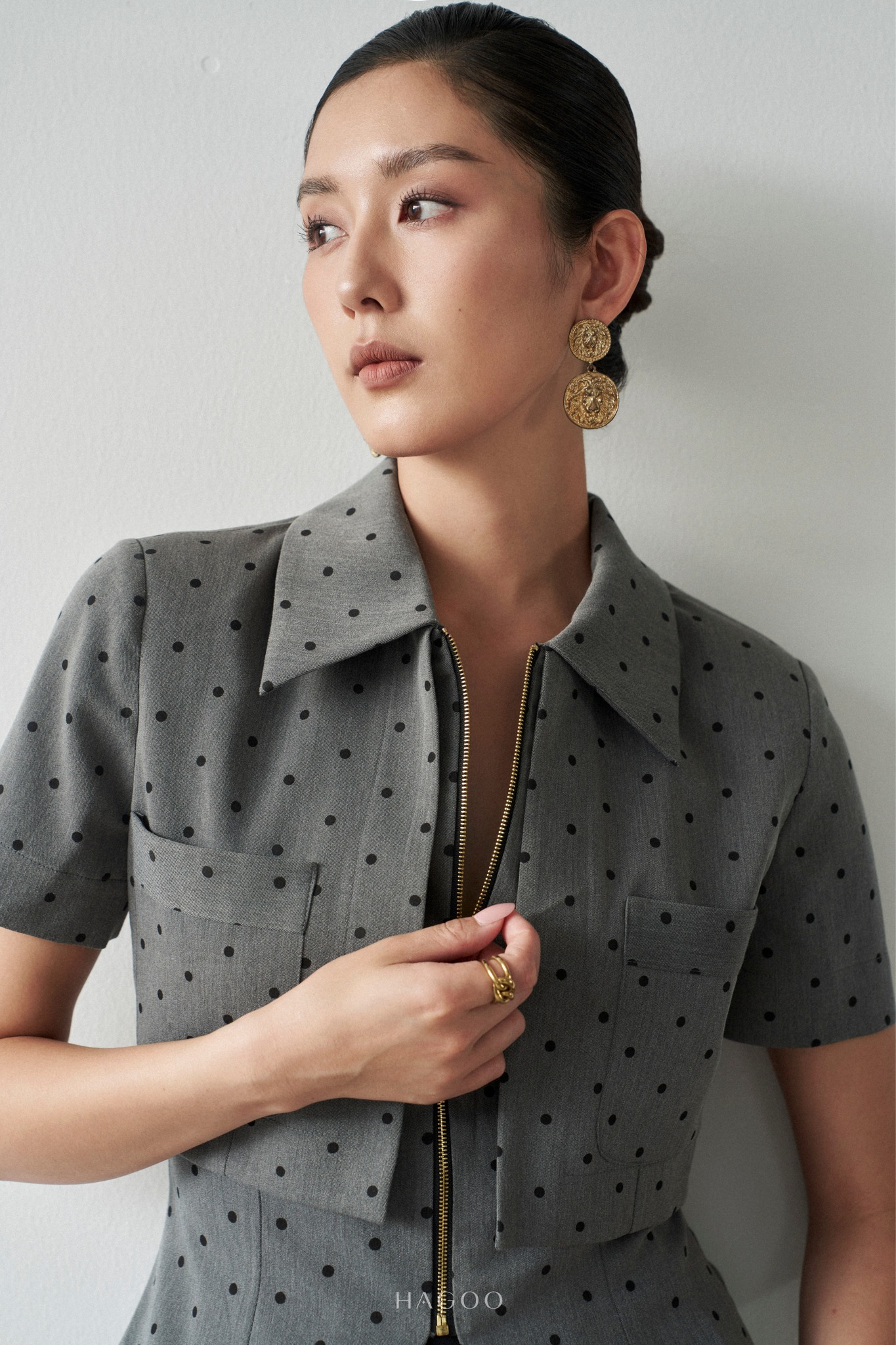 Áo ký giả hai tà chấm bi HAGOO_thumbnail_4