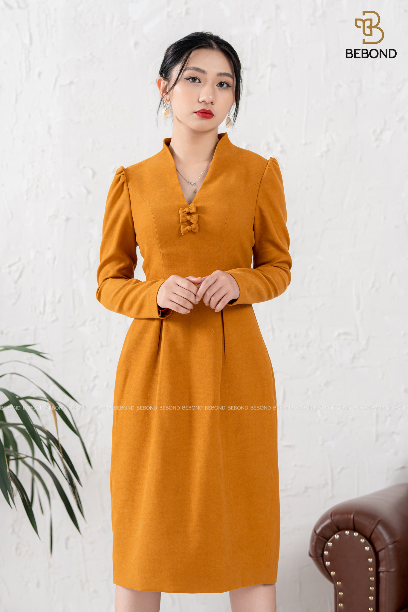 Đầm nhung tăm NÂU VÀNG- VIOLET_thumbnail_7