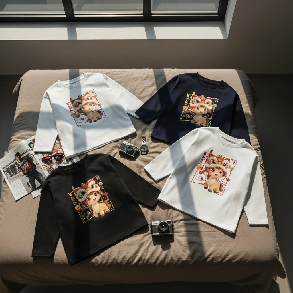 Áo thun Tết bé trai bé gái Ngựa Kỳ Lân Kado vải cotton thoáng mát tay dài cổ tròn 2983_thumbnail_6