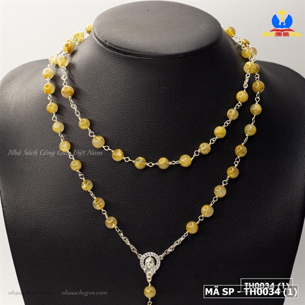 Tràng hạt mân côi 50 đá thạch anh tóc vàng tự nhiên NS475_thumbnail_2