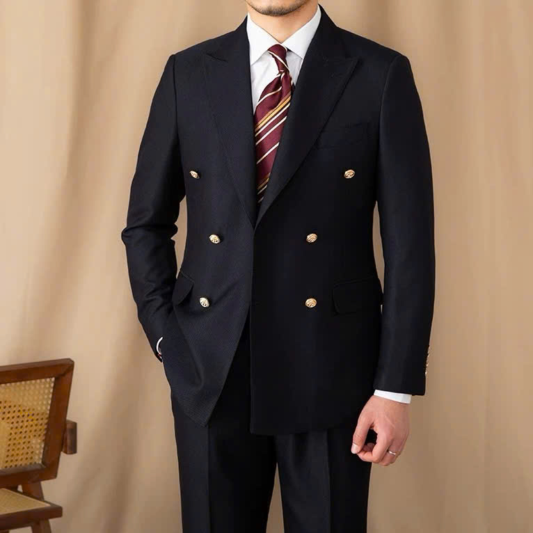 Bộ Suit Milano Đen Tuyền 2 hàng khuy (Jacket + Quần)