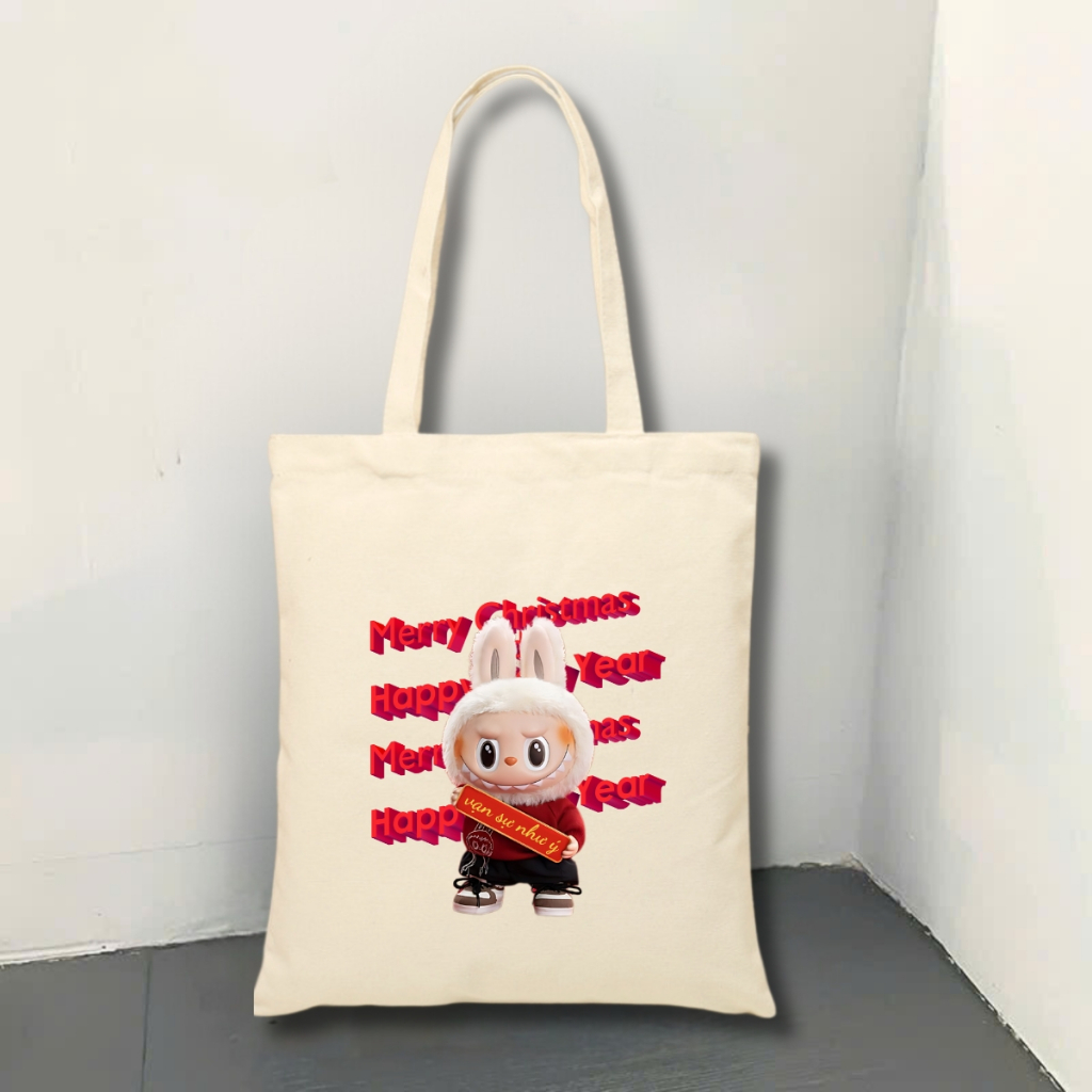 Túi tote vải canvas in hình Kuromi, Totoro, Labubu có khóa kéo, ngăn phụ - 𝐖𝐞 𝐓𝐞𝐞 TOTE07_thumbnail_11