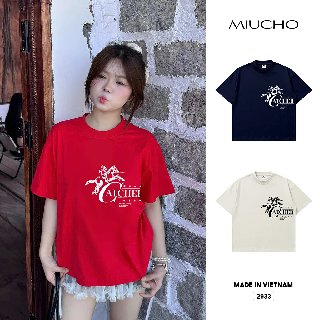 Áo thun Tết nam nữ form boxy Miucho vải thoáng mát dày dặn hình phối chữ cá tính in mix 2933_thumbnail_1