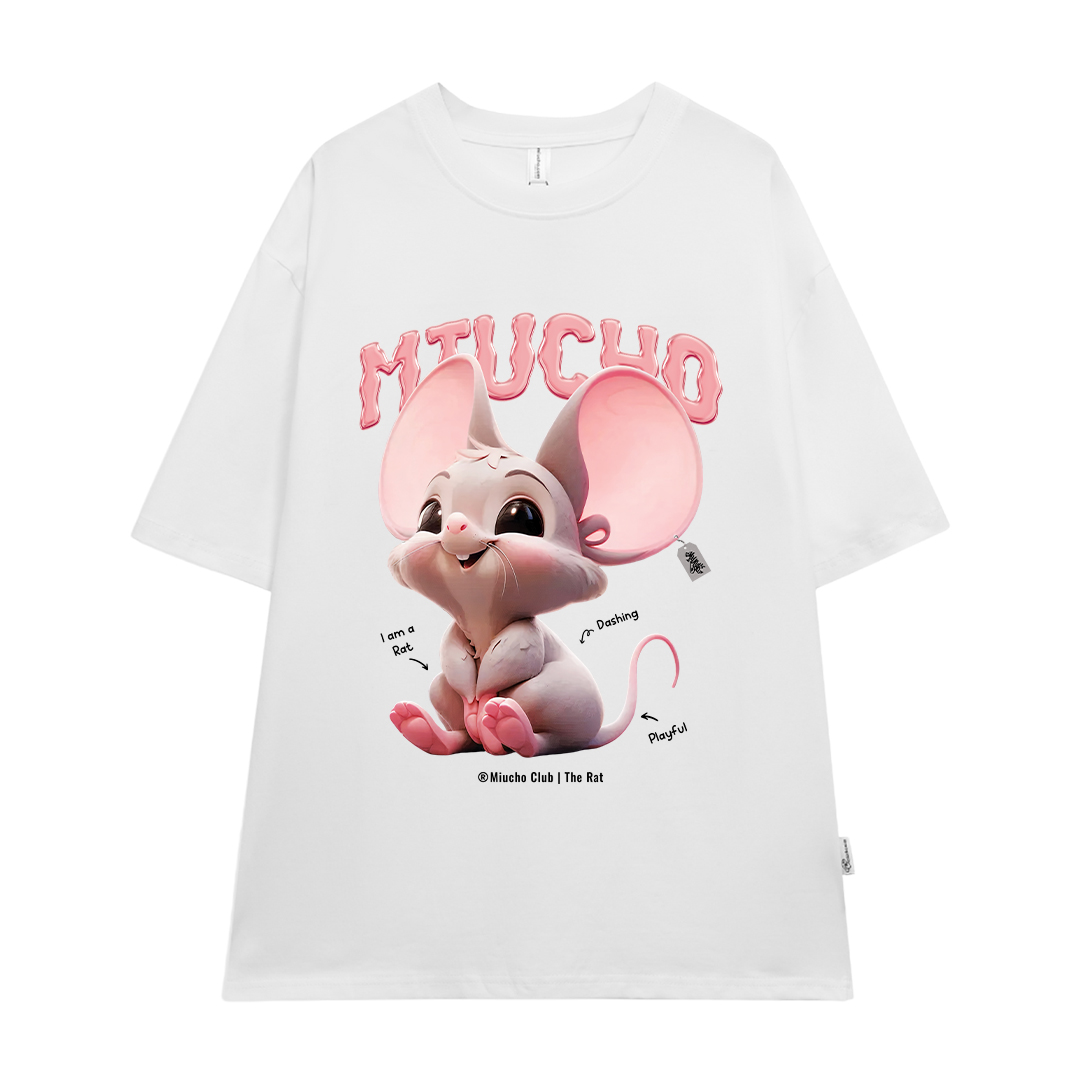 Áo thun form rộng 12 con giáp tuổi Tí ATD1236 Miucho tay ngắn cổ tròn in mix_thumbnail_0