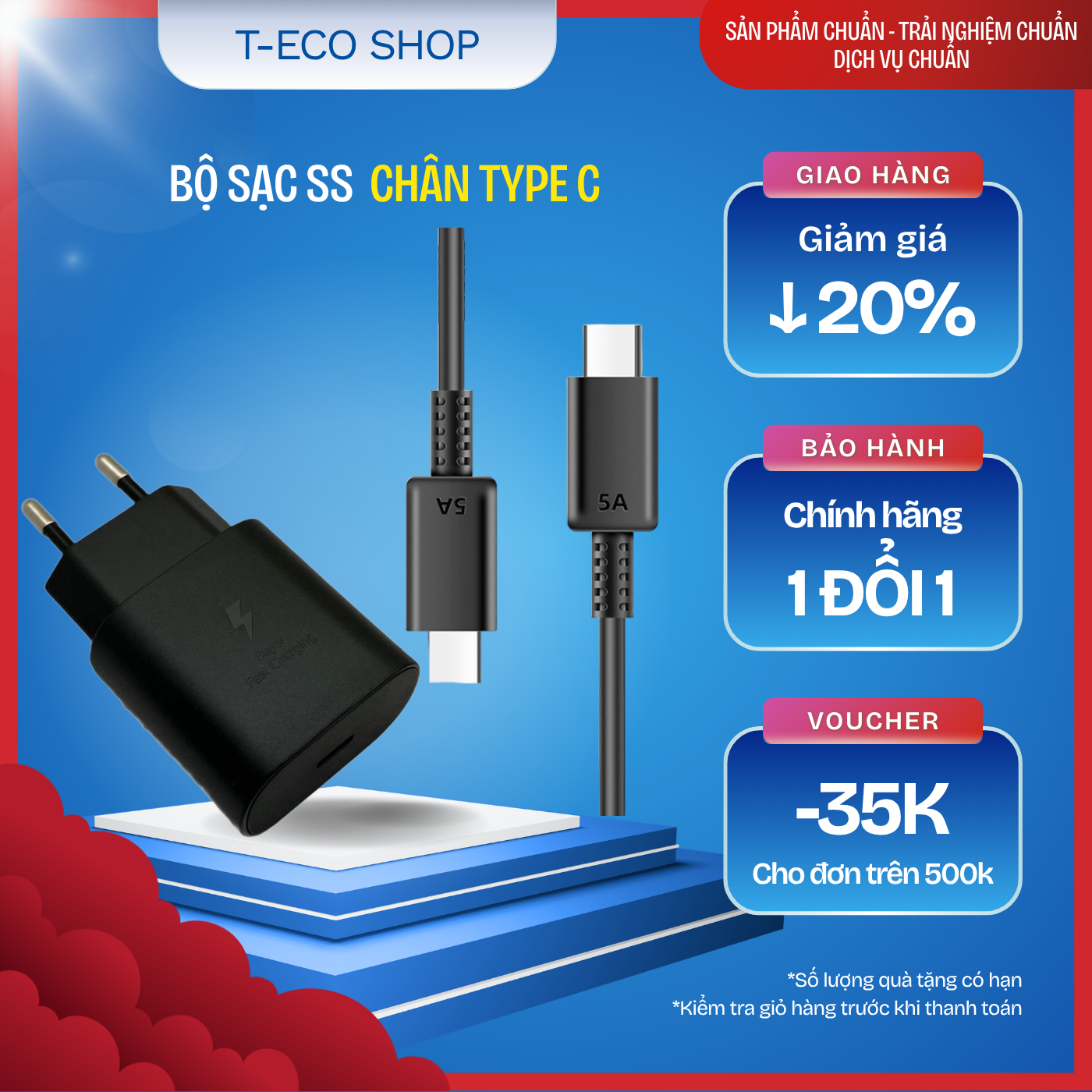 T-ECO SHOP | Bộ Sạc Nhanh 25W Type-C – Sạc Siêu Tốc, Kèm Cáp 1m/2m Cho Android