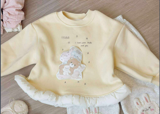 (G270) Áo nỉ gấu bèo lót lông màu vàng_thumbnail_0