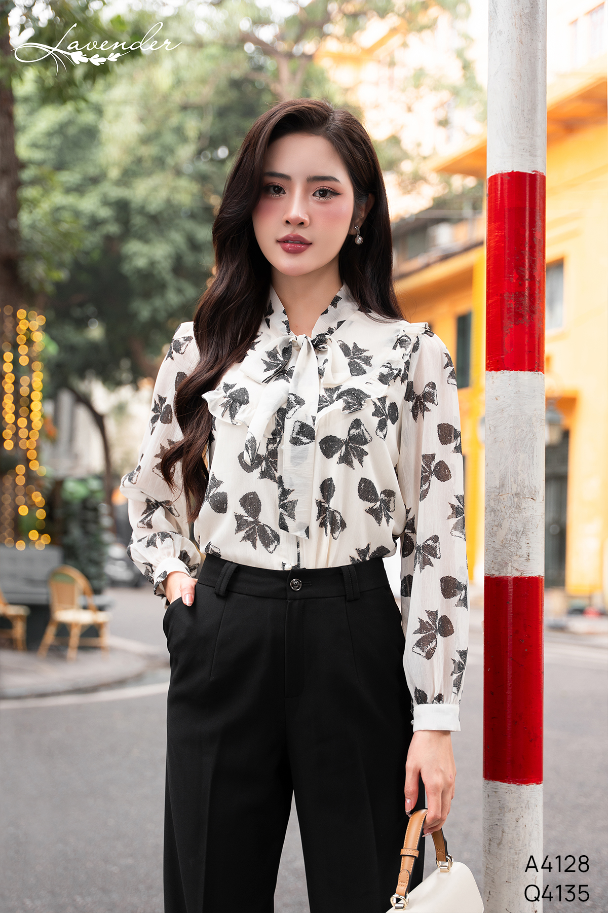 Set Áo sơ mi tơ kt họa tiết nơ A4128  -KEM_thumbnail_4