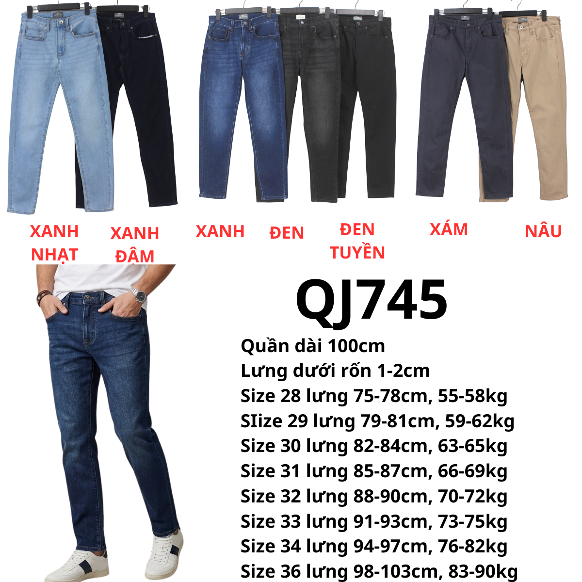 QJ745 - Quần jeans Nam Net