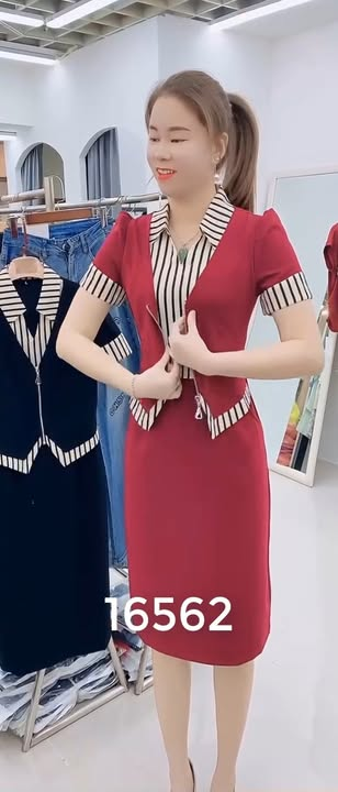 16562-Đầm body kiểu  vest phối sọc ( chéo nhật, lụa sọc)_thumbnail_0
