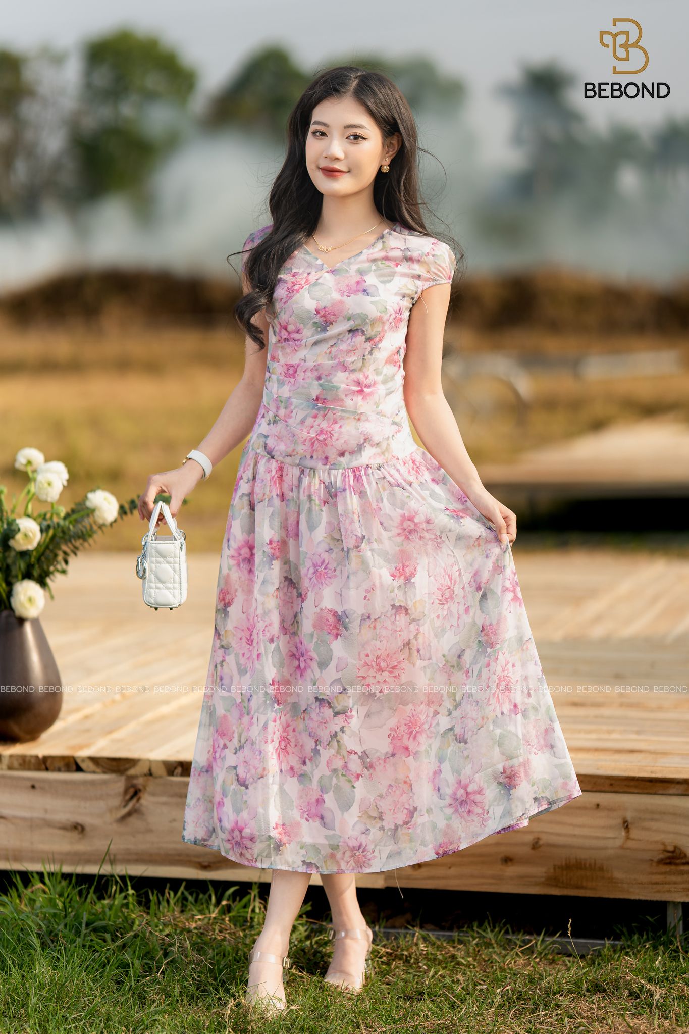 ĐẦM VOAN HOA CẨM CHƯỚNG- SARAH DRESS