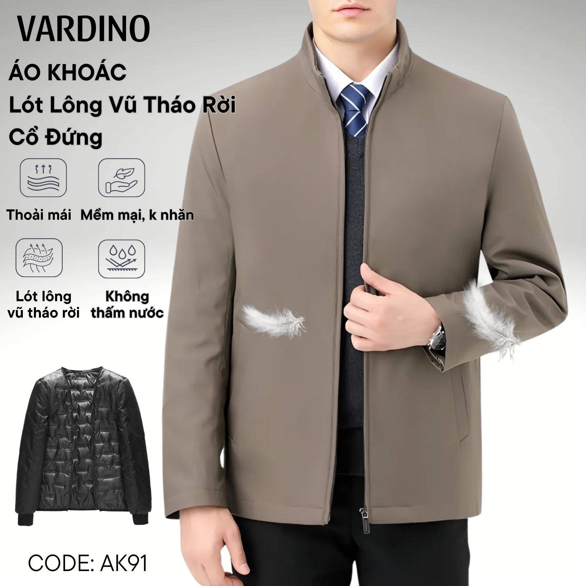 Áo khoác lông vũ tháo rời Vardino AK91