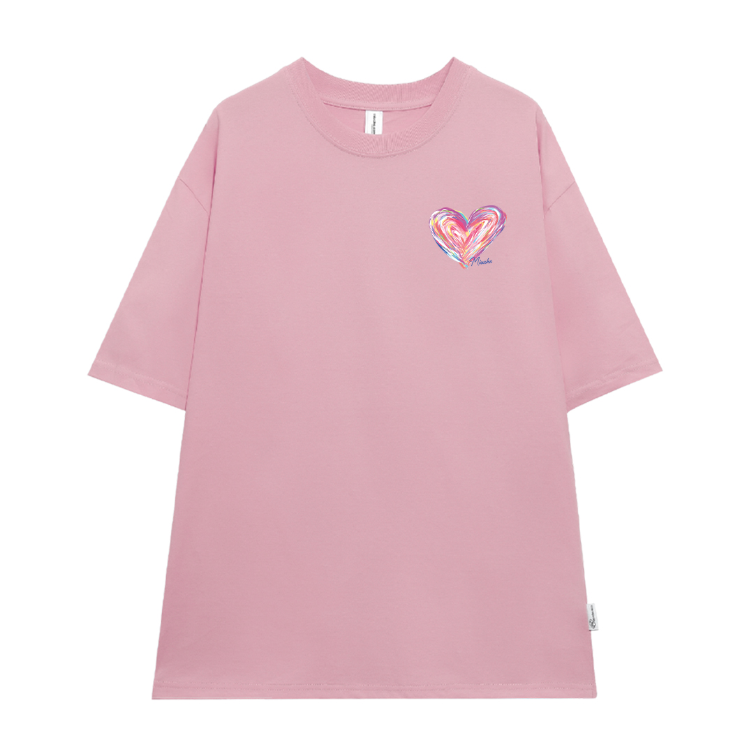 Áo thun cặp đôi in trái tim nhỏ dễ thương form rộng ATD1514 Miucho vải cotton thoáng mát cổ tròn in mix_thumbnail_8