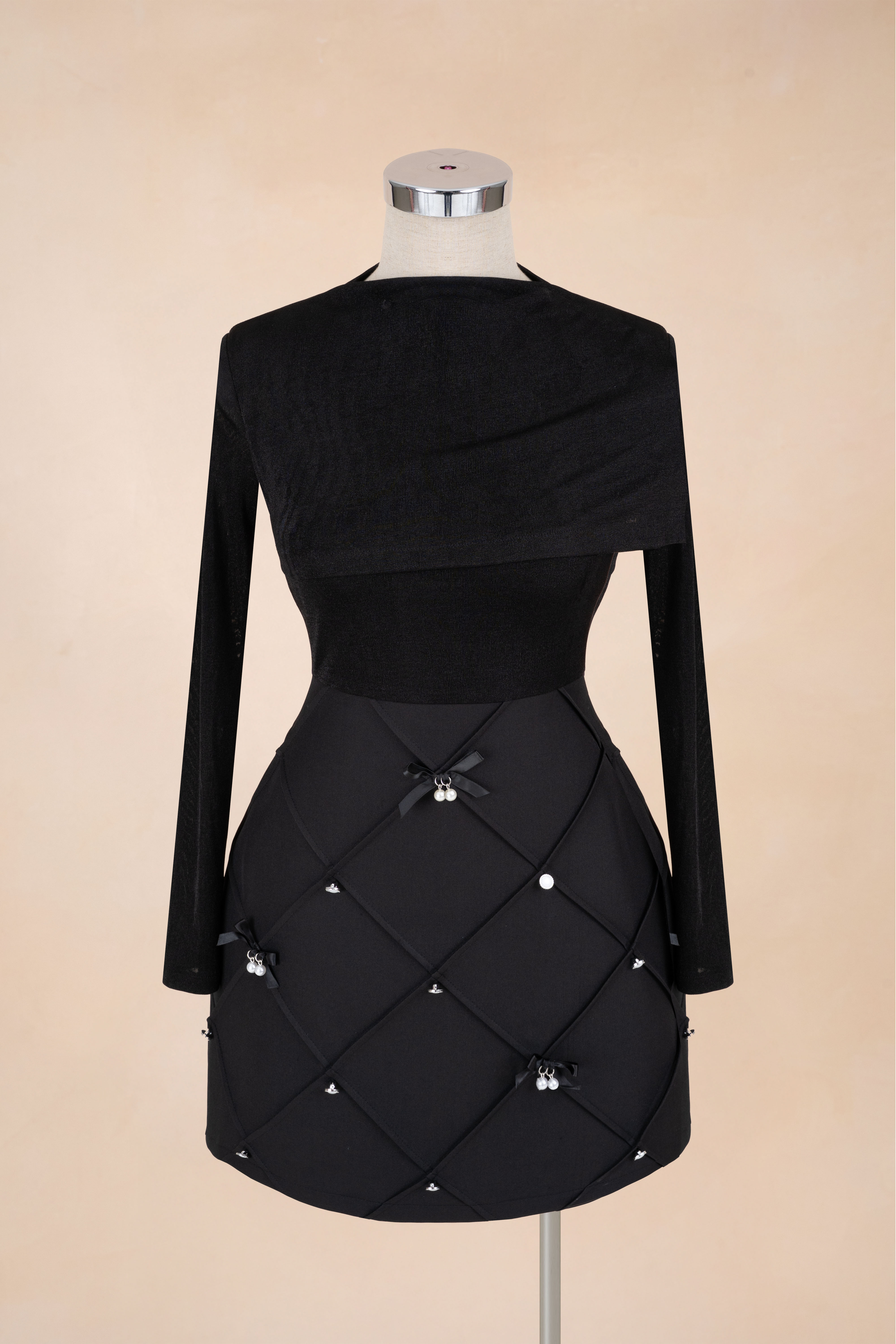 Đầm Chữ A Ngắn Đính Nơ Vạt Chéo_thumbnail_0