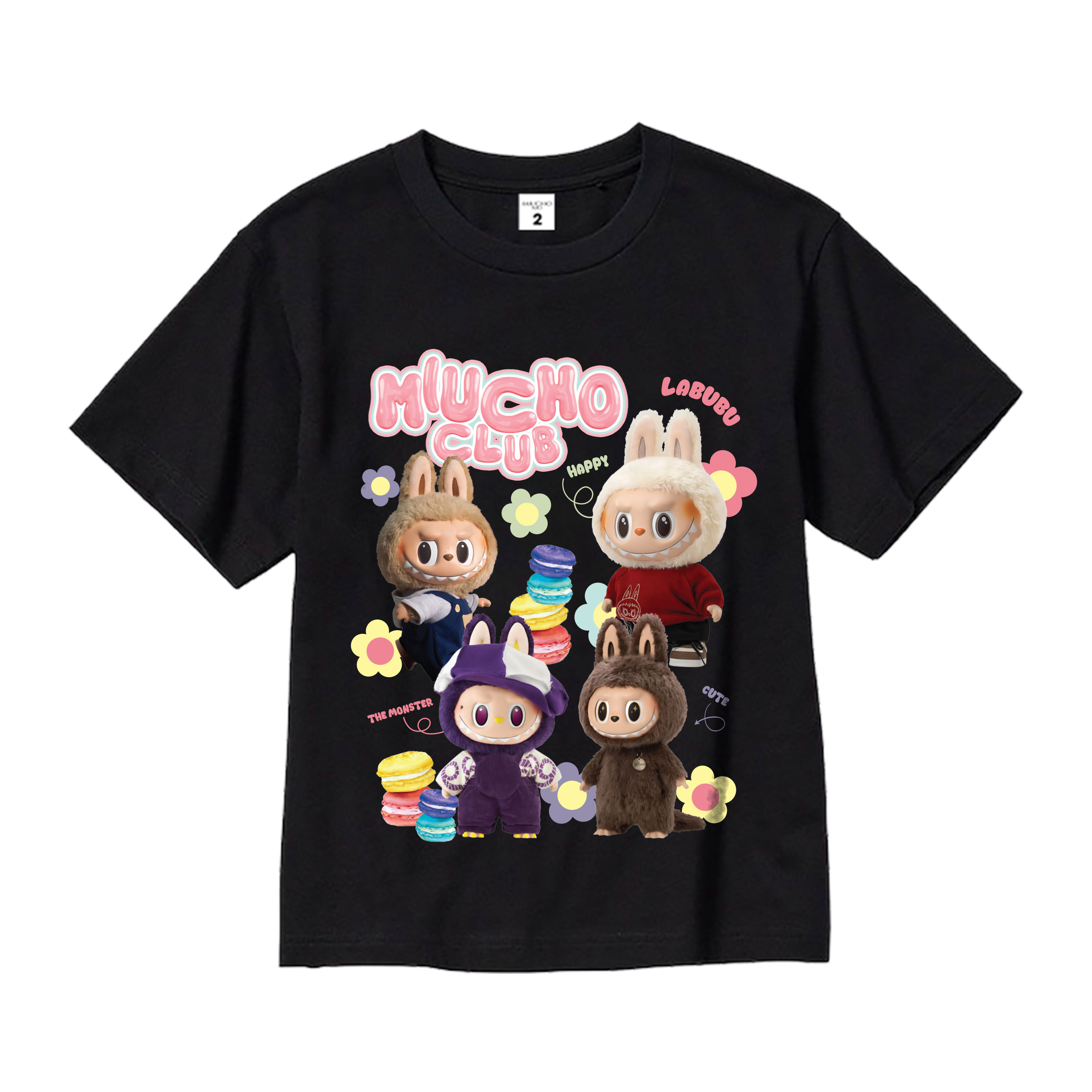 Áo thun bé gái labubu dễ thương nhiều màu sắc AED1464 Miucho Kid vải cotton thoáng mát cổ tròn in graphic_thumbnail_11