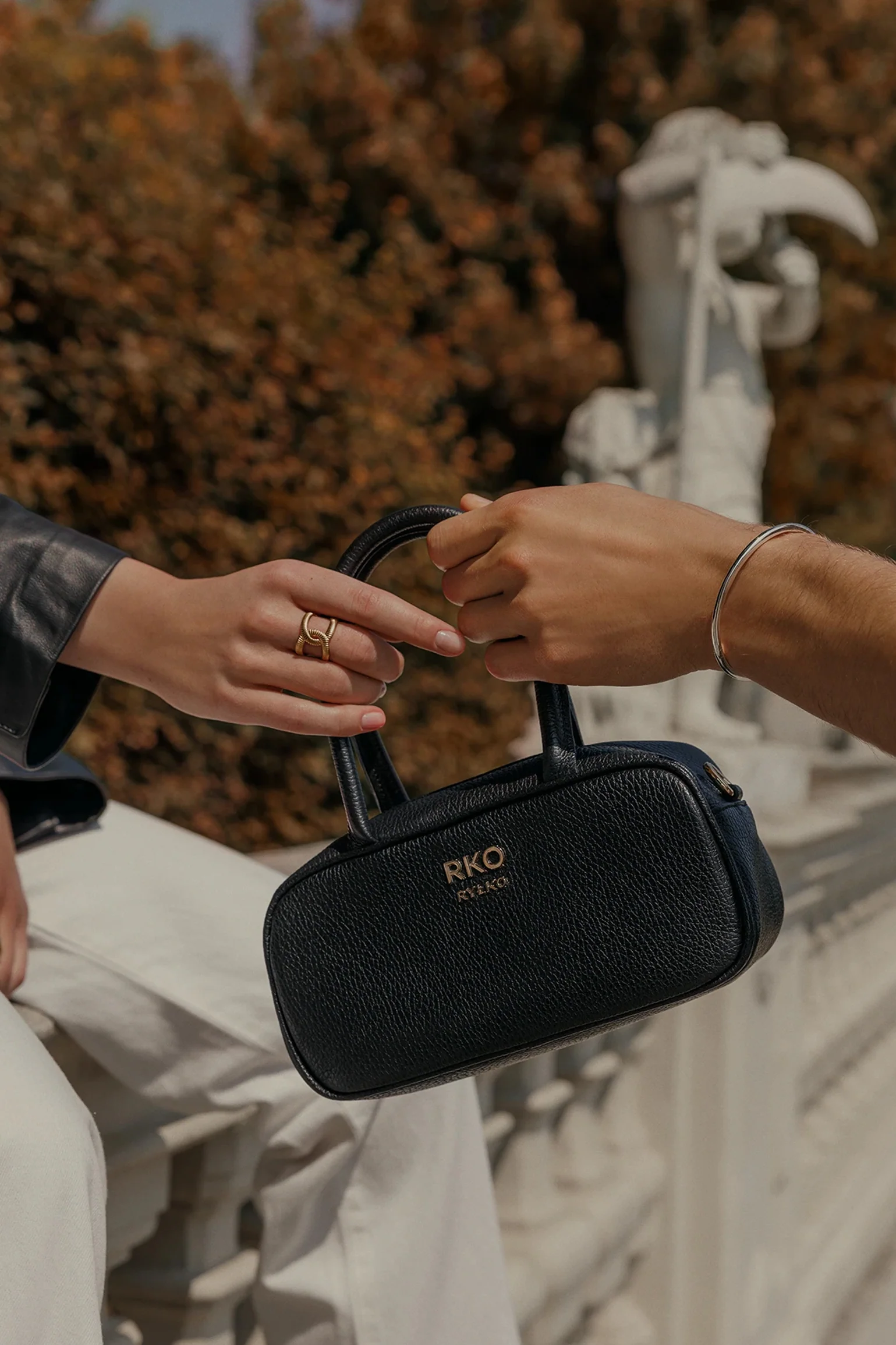 Black Leather Baguette Bag