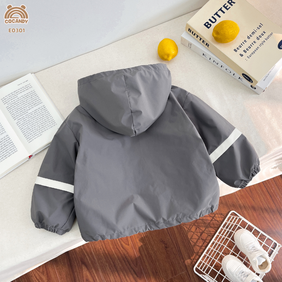 Áo khoác gió GHI lót lông phối BE túi phồng_thumbnail_3