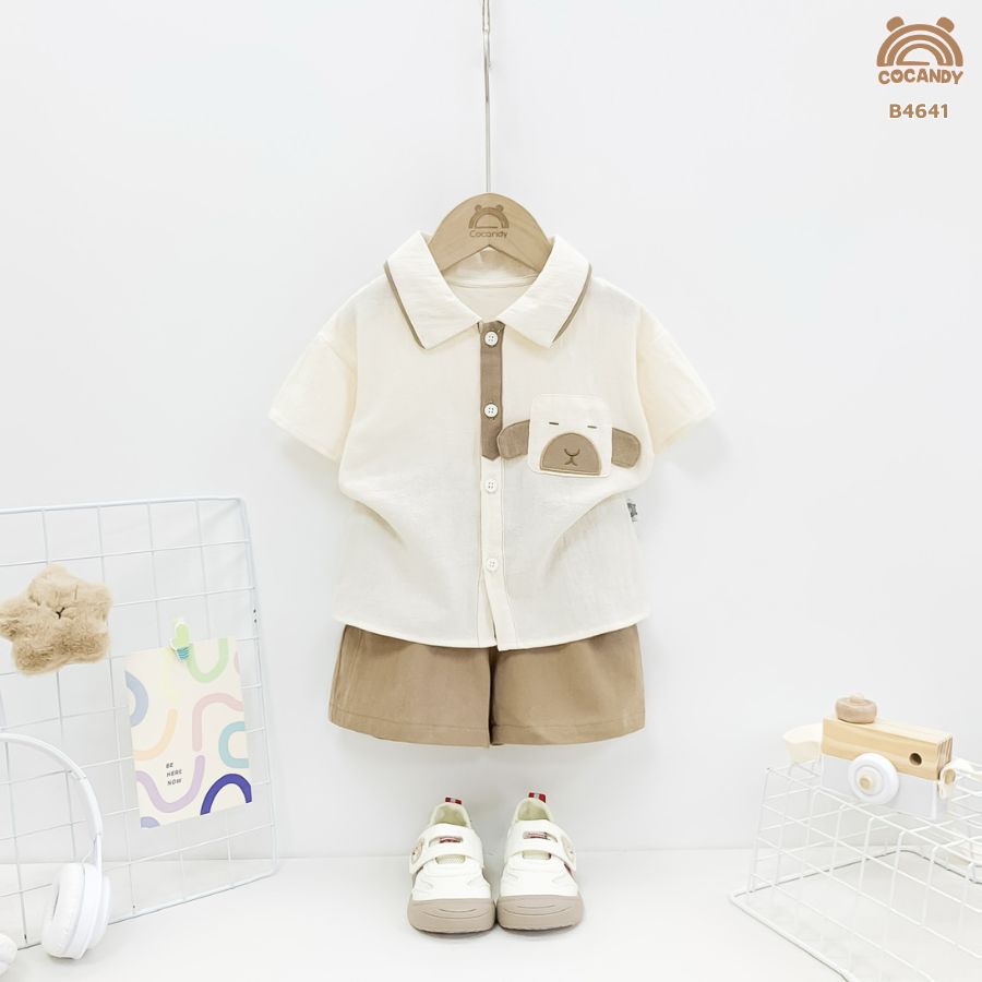 Bộ cộc NÂU BE thiết kế Capybara