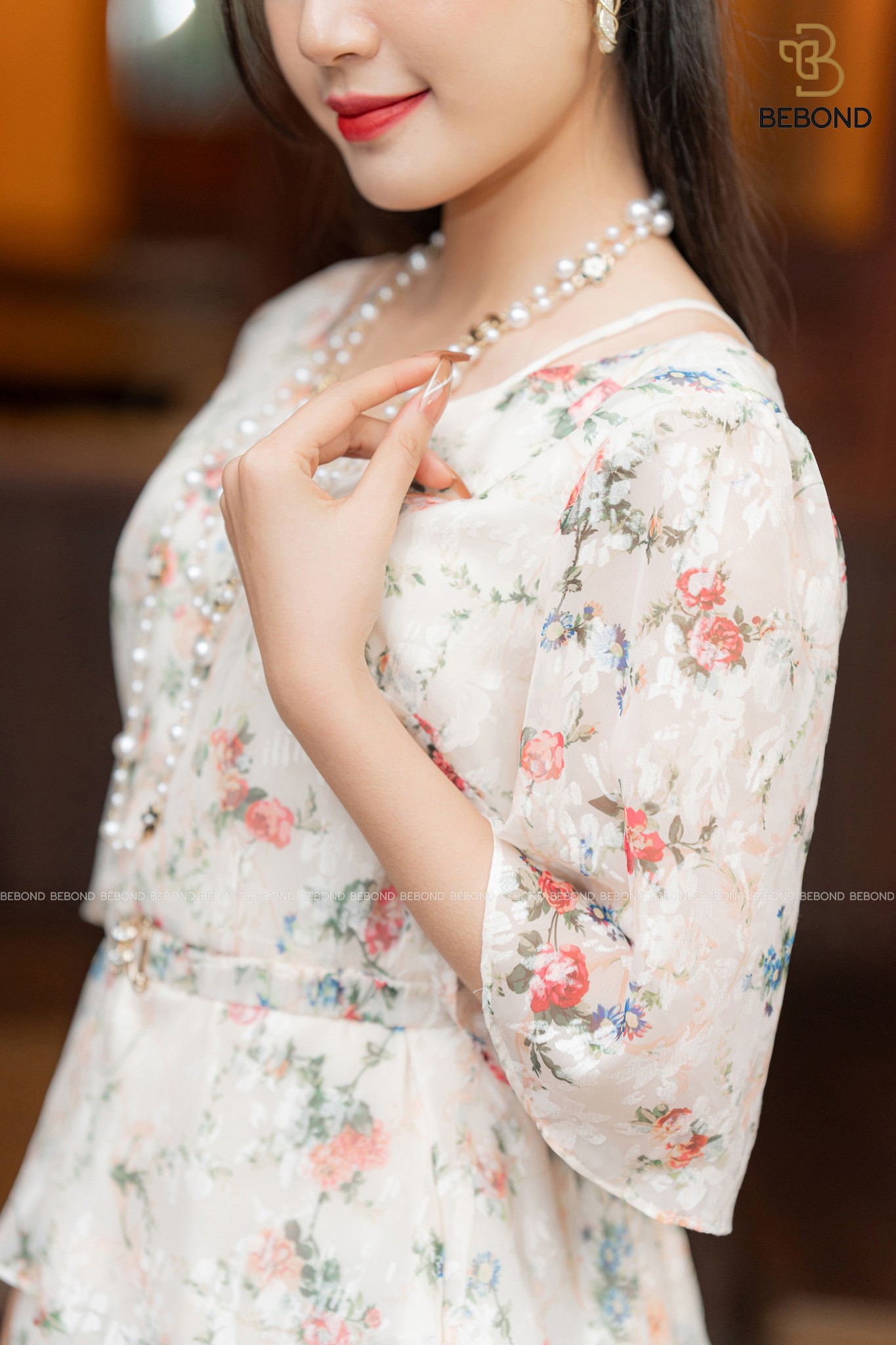 Đầm tơ tằm in hoa kèm đai- MARLEE DRESS_thumbnail_2