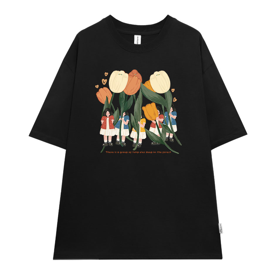 Áo thun nữ hoa tulip form rộng ATD201 Miucho chất vải cotton in Artwork_thumbnail_11