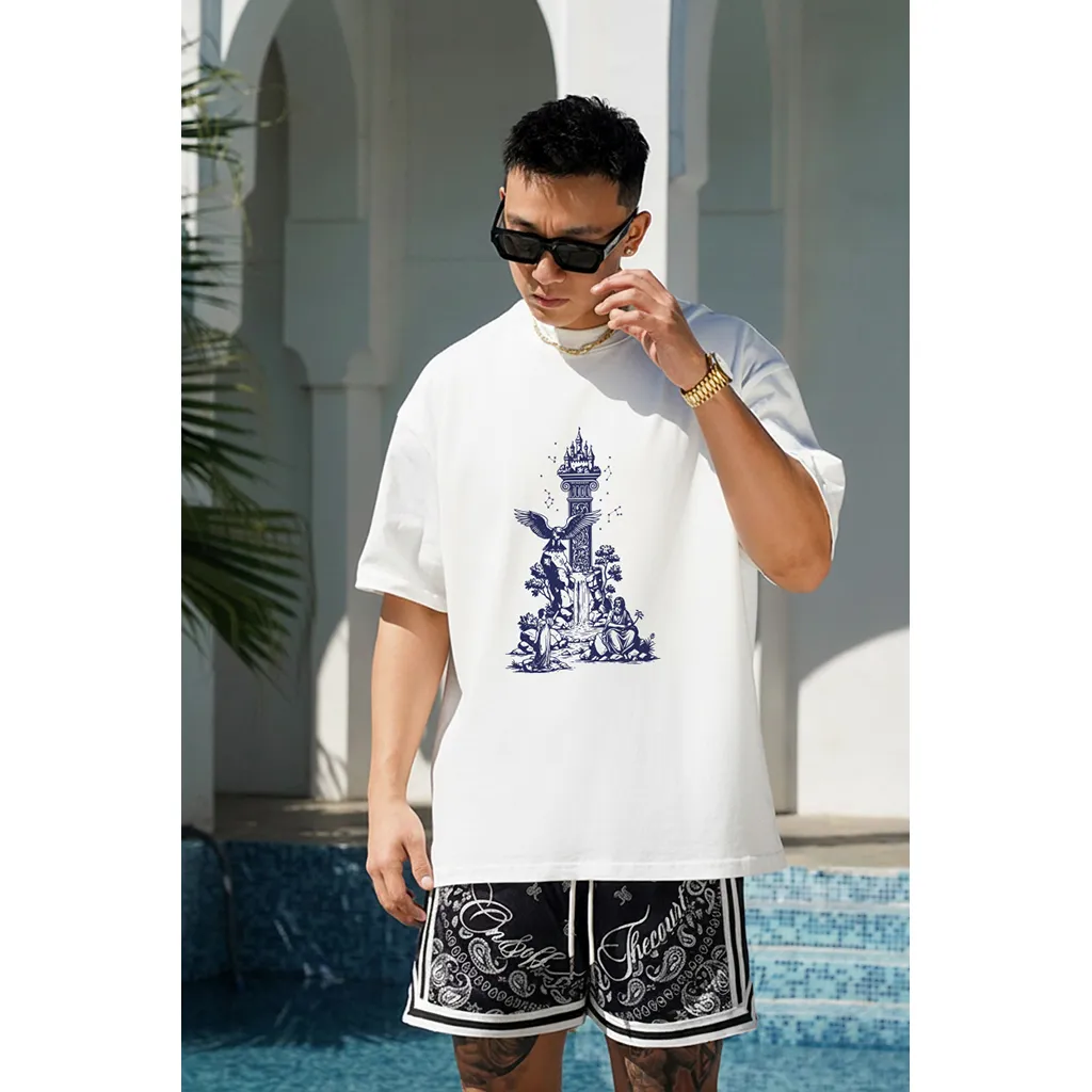 Áo thun form rộng Miucho Iconic cotton thoáng mát tay ngắn cổ tròn nhiều màu đủ size in chữ cái I 2754_thumbnail_6