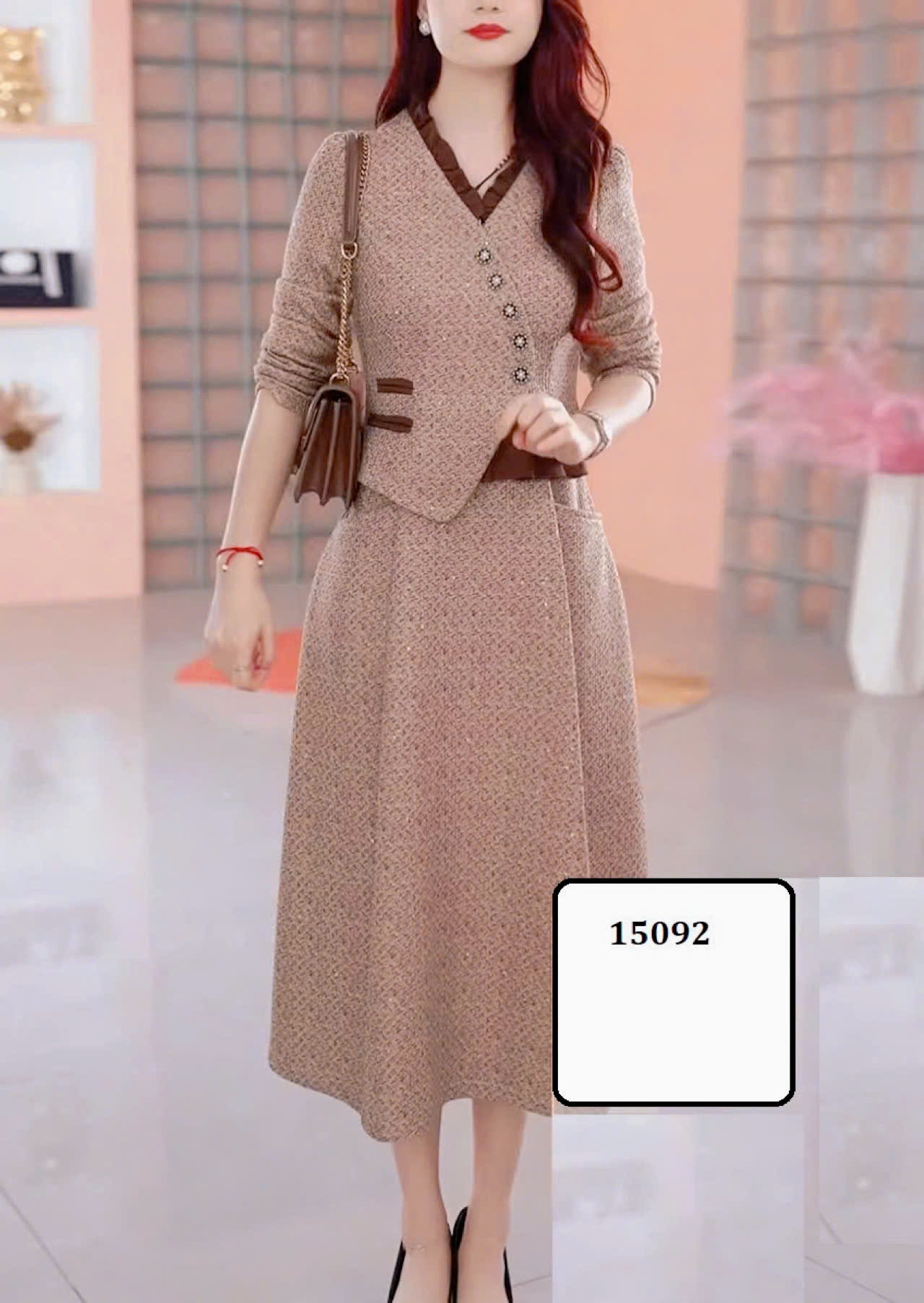 15092-Đầm xòe A dáng peplum vạt lêch cách điệu (linen kẻ)_thumbnail_0