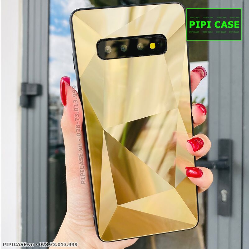 Ốp Lưng Samsung S10 - Kim Cương 6D - Vàng