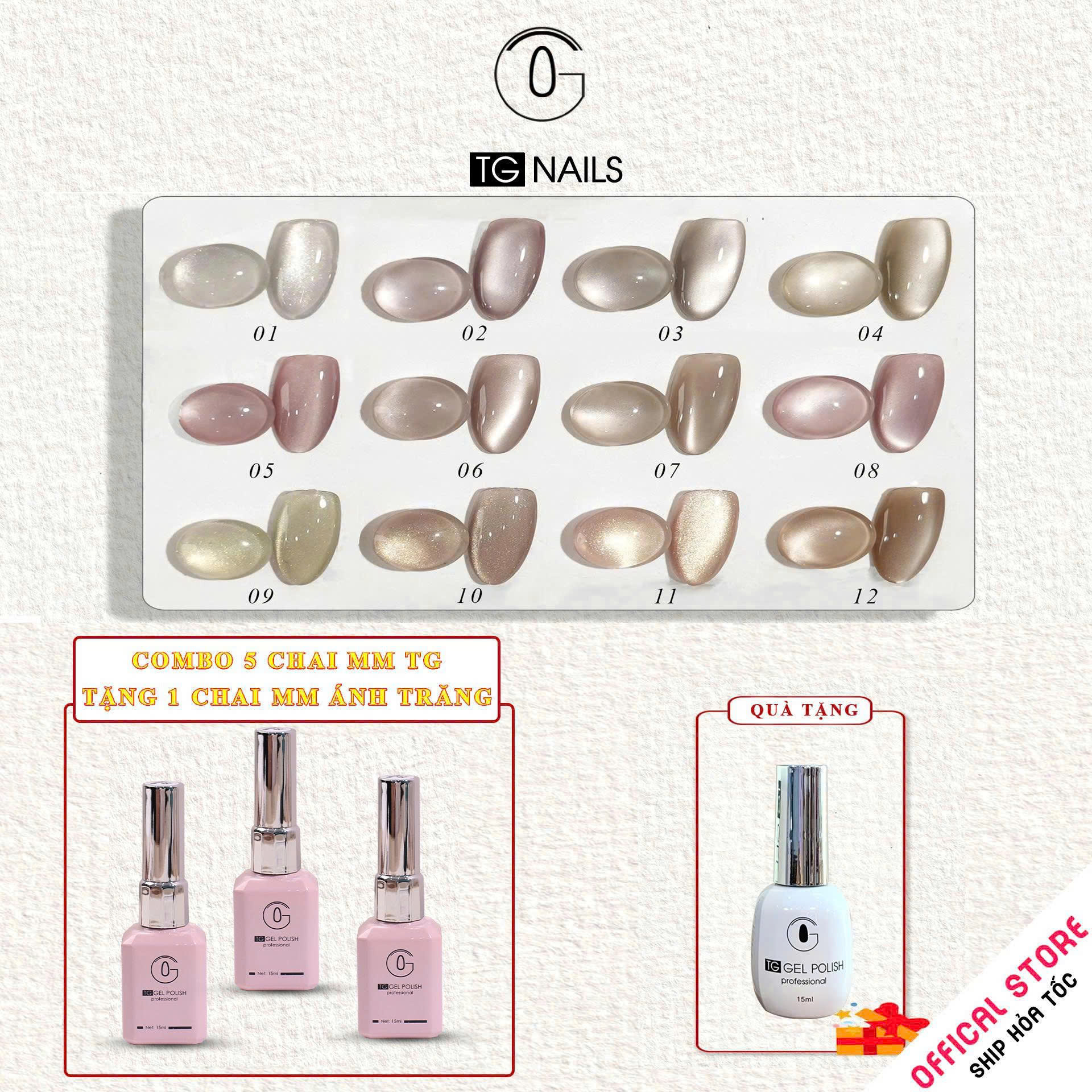 Sơn móng gel TG. Dung tích: 15ml/ lọ. Nhãn hàng TG nail.