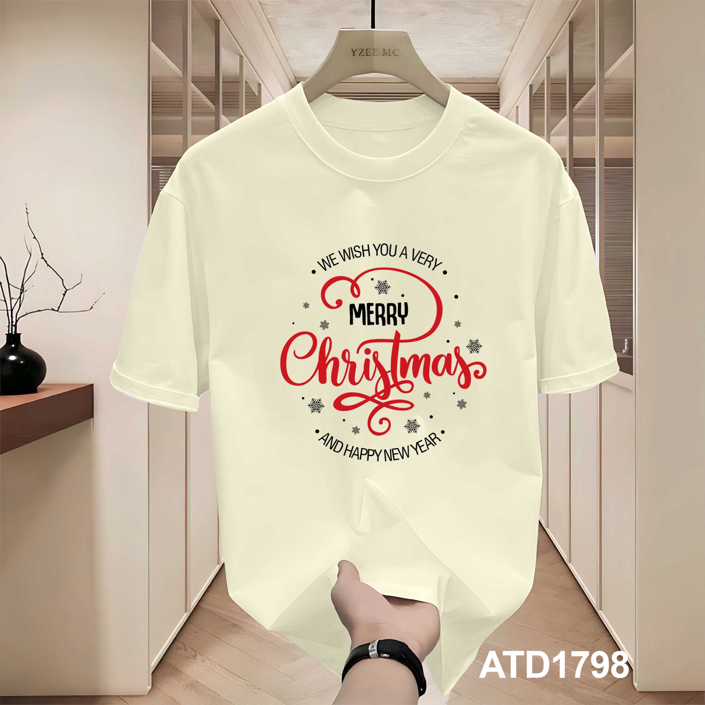 Áo phông nam giáng sinh noel form rộng cổ tròn vải cotton thoáng mát 1798 Miucho Iconic in typography_thumbnail_7