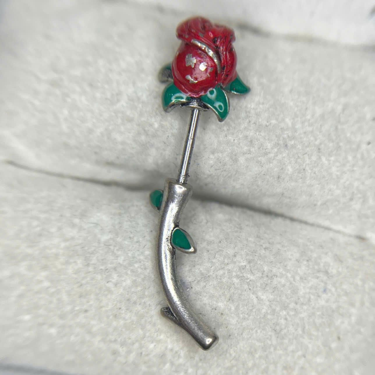 khuyên kiểu cành hoa hồng xoắn đeo rook, vertical,lobe cho tai phải 