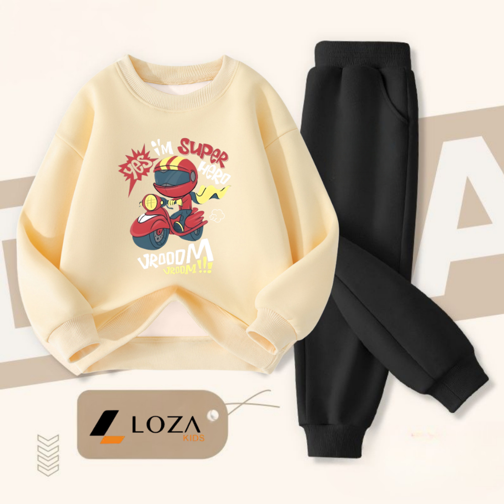 Set đồ nỉ bé trai in hình cậu bé lái xe - Loza Kids BI537_thumbnail_1