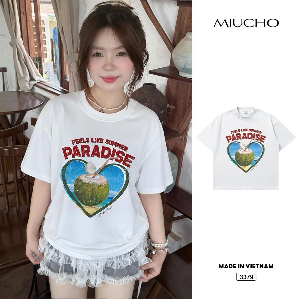 Áo thun boxy coconut chuẩn form tôn dáng Miucho 3379