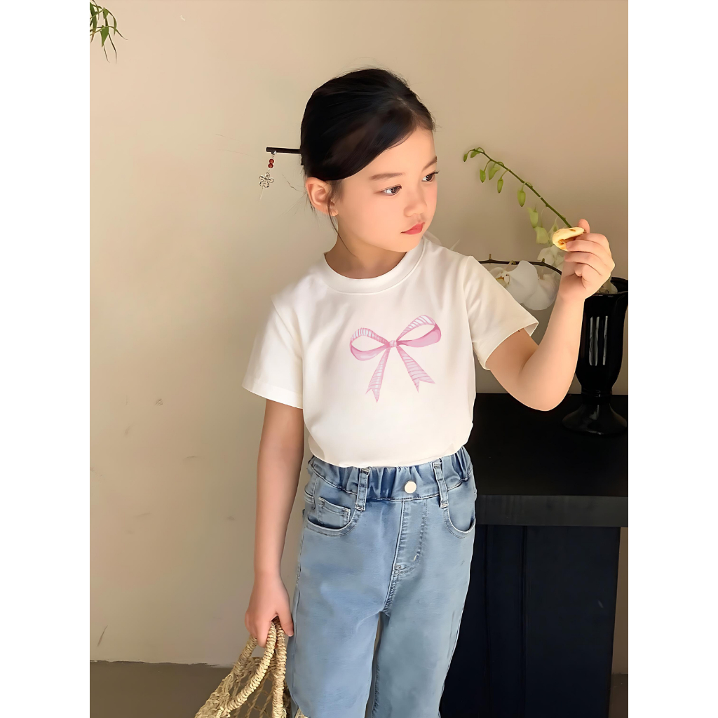 Áo phông bé gái in hình nơ - Loza Kids Mã AT2733_thumbnail_2